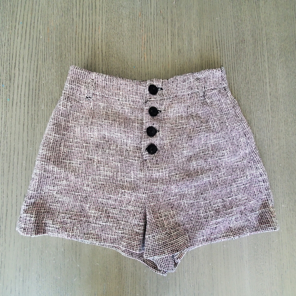Zara High-Waisted Tweed Shorts in Black and White - Picture 1 of 6
